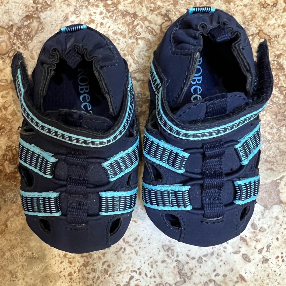 Robeez Baby Boy Shoes Sandals 3-6 Month Navy New